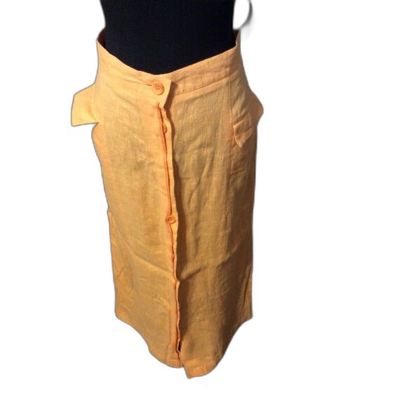 NWOT 100% Linen Plus Maxi Skirt Harve Benard 16 Pockets Button front Retro - Picture 1 of 5